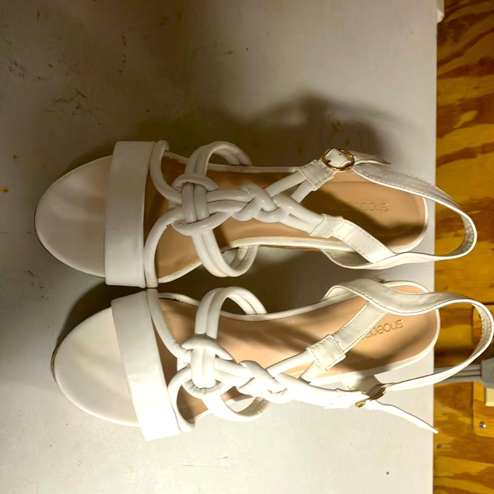 White and brown heels